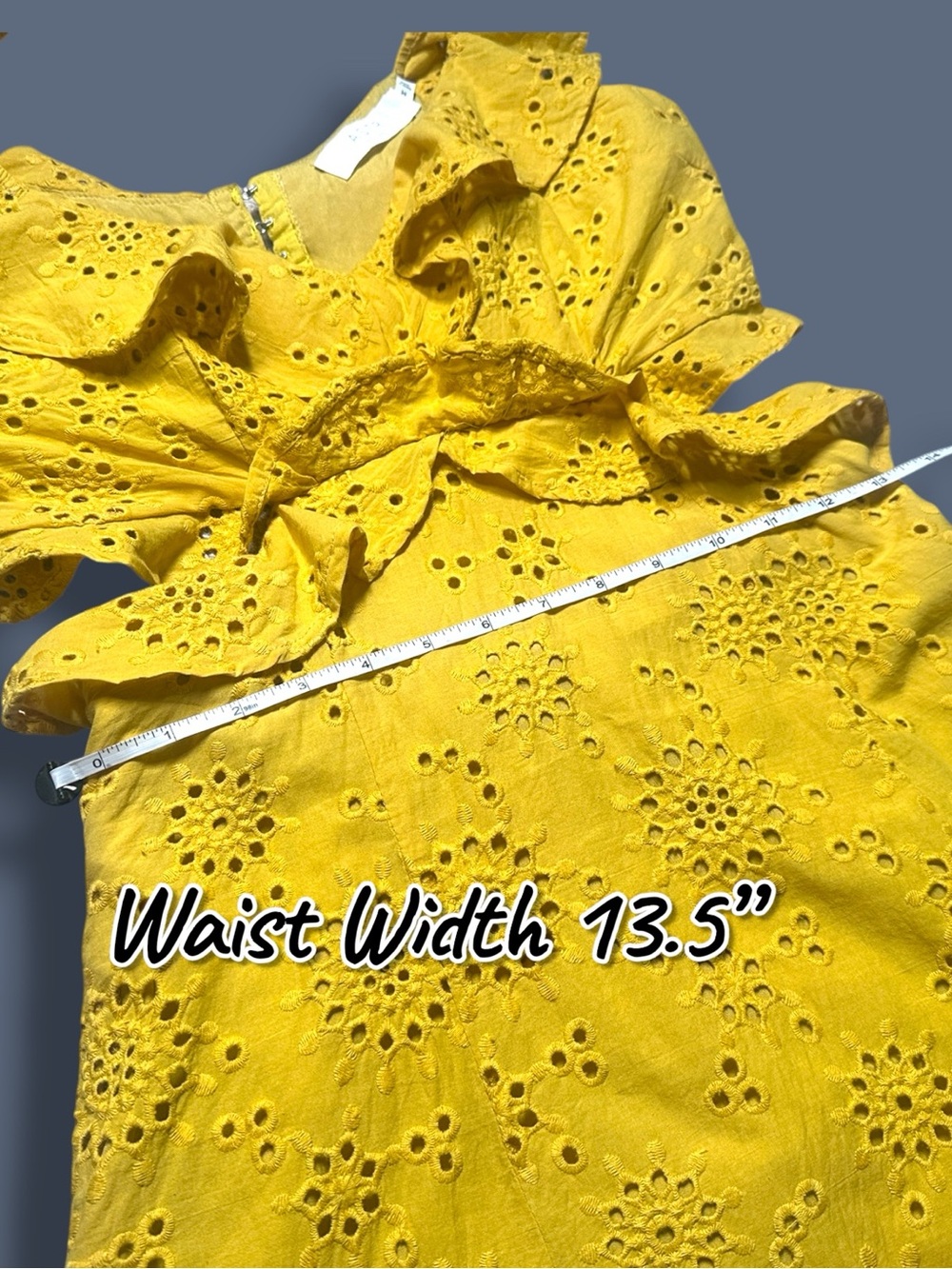 ASTR The Label Open Back and Side Eyelet Dress in Yellow. Size Medium - Picture 6 of 14